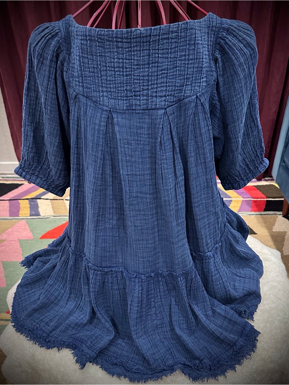 Free People Indigo Textured Midi Dress